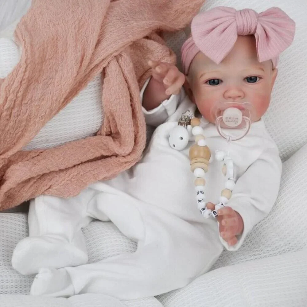 Realistic Reborn Baby Dolls Girl 20 inch White Pink Soft Body Gift Toy for Kids